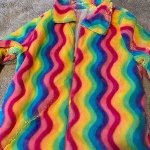 SHEIN Rainbow Wave plush Jacket